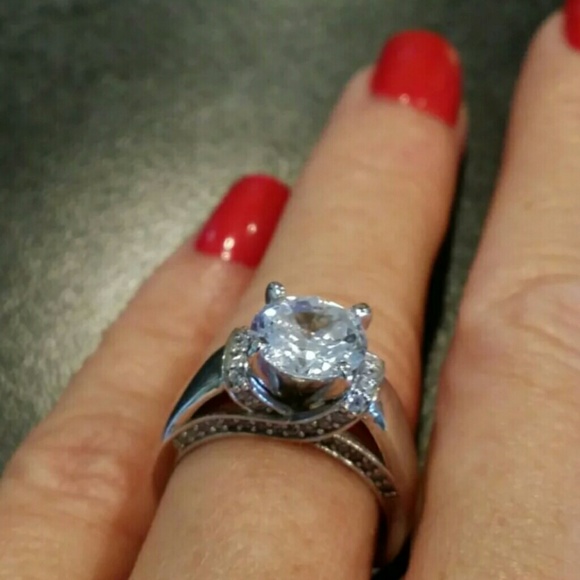 DIAMONIQUE 100-FACET 2.35 CTTW FANC GALLERY RING - Picture 4 of 7